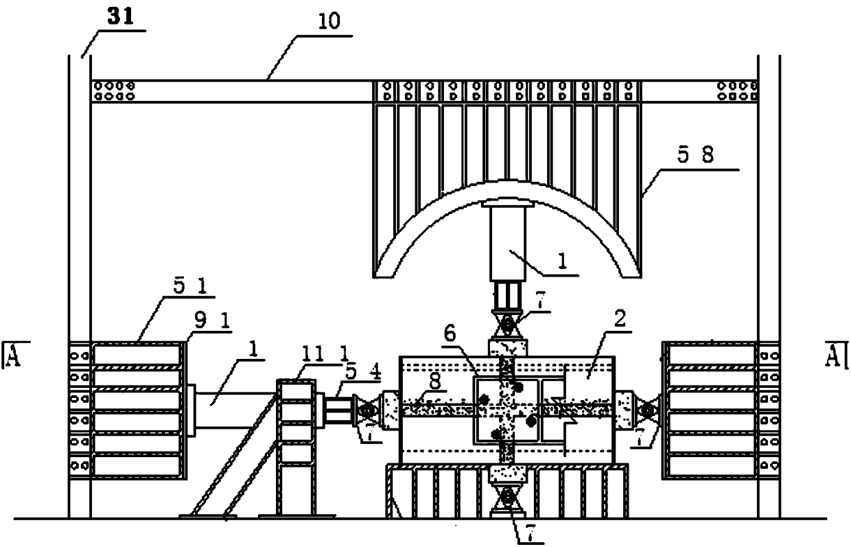 Multi-node fatigue failure test device for steel beam columns and concrete beam columns