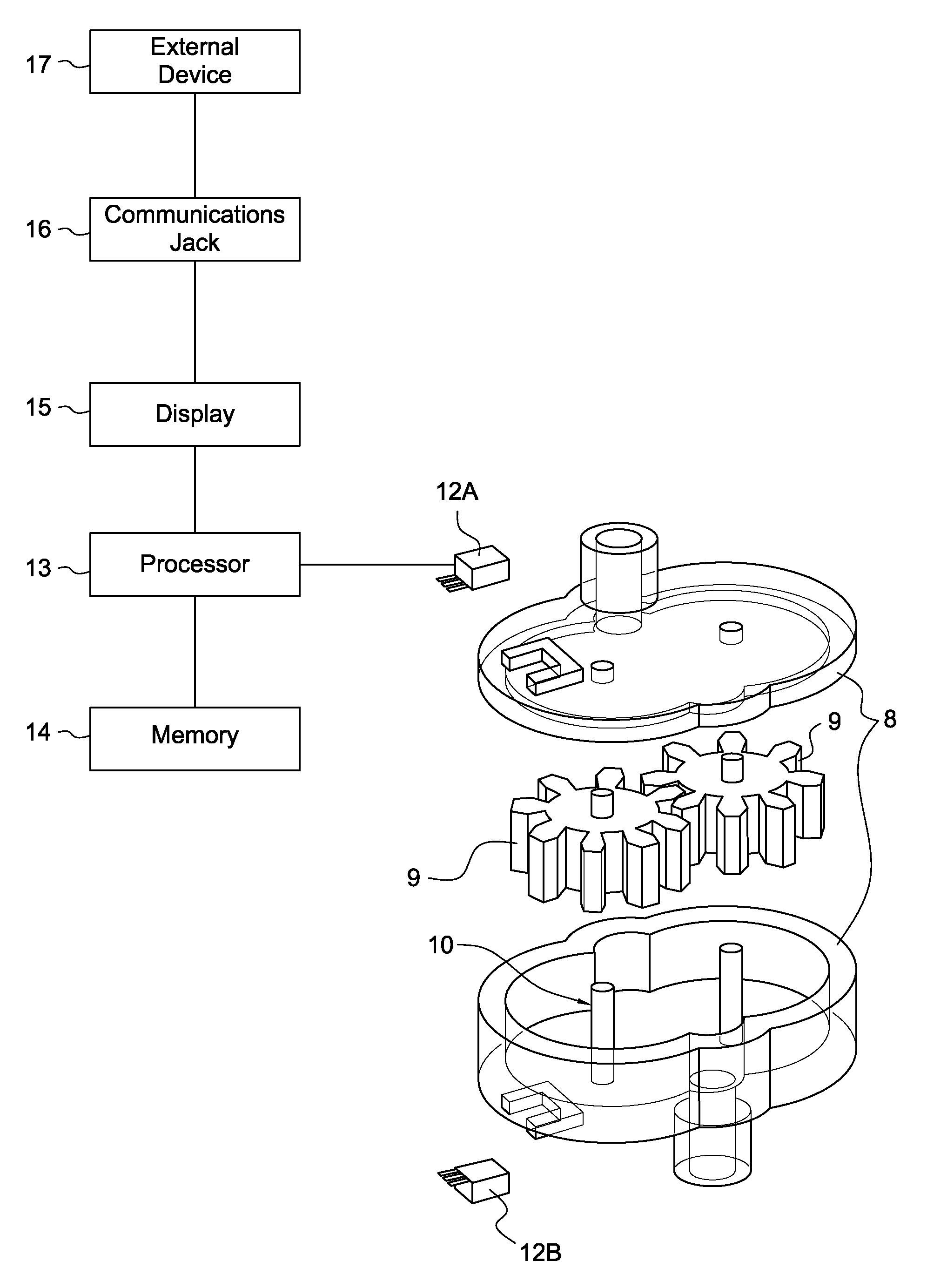 Gear-type drink-o-meter to monitor fluid consumption