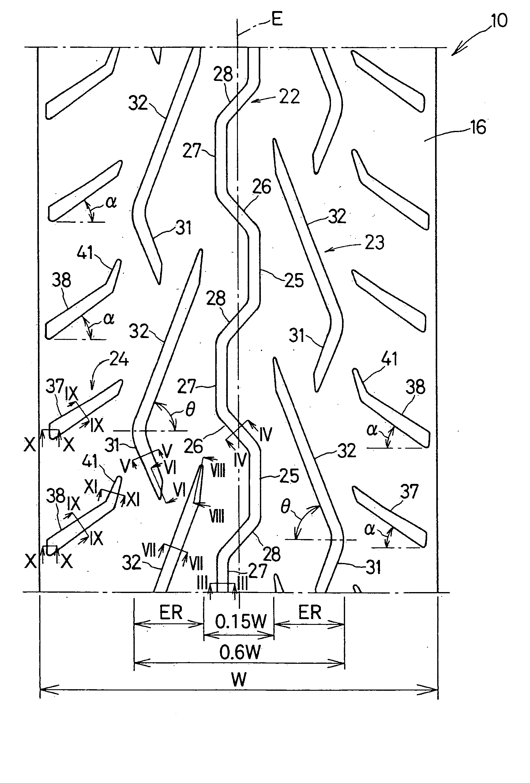 Tire for rear wheel of motorcycle