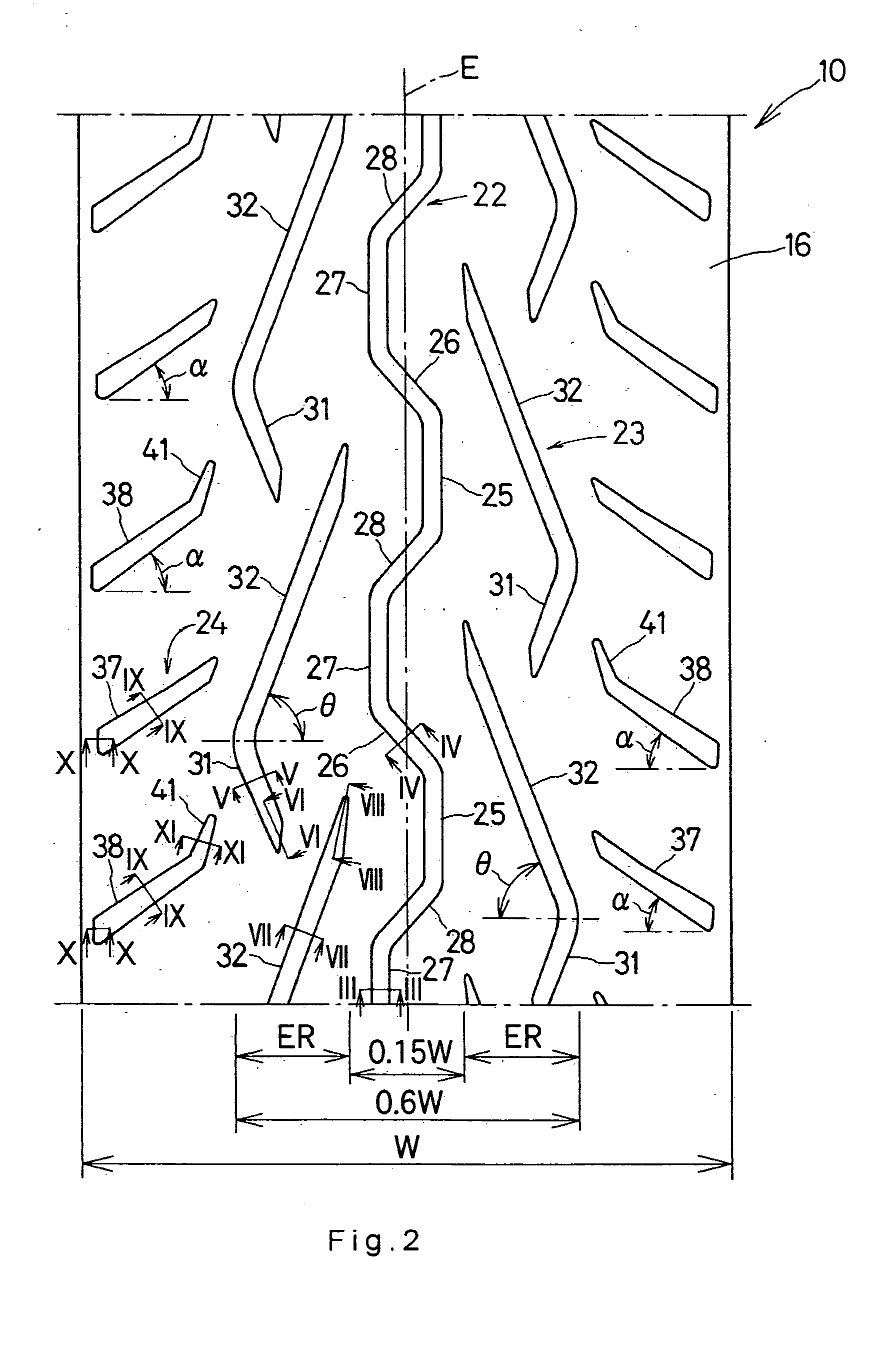 Tire for rear wheel of motorcycle