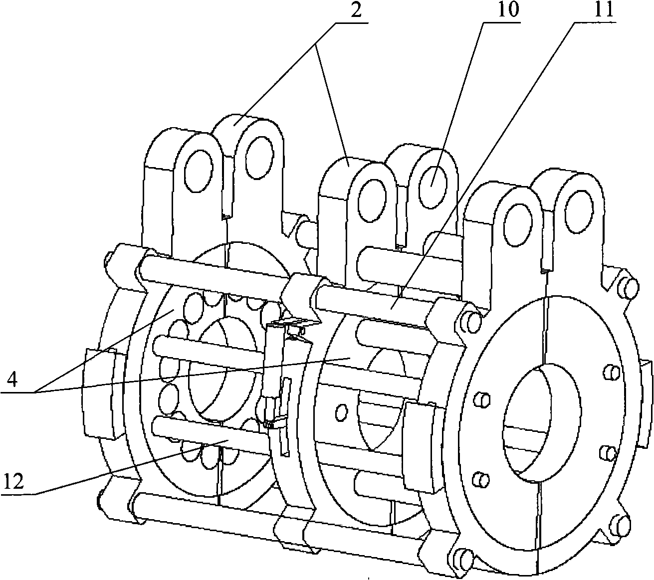 Deep water flange automatic connection bolt insertion and flange hole aligning device