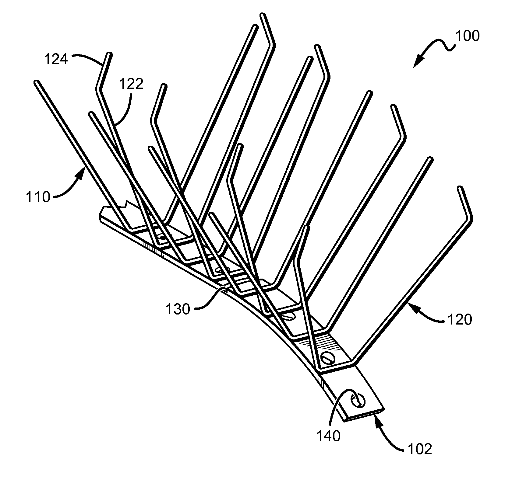 Metal bird spike with memory shape base