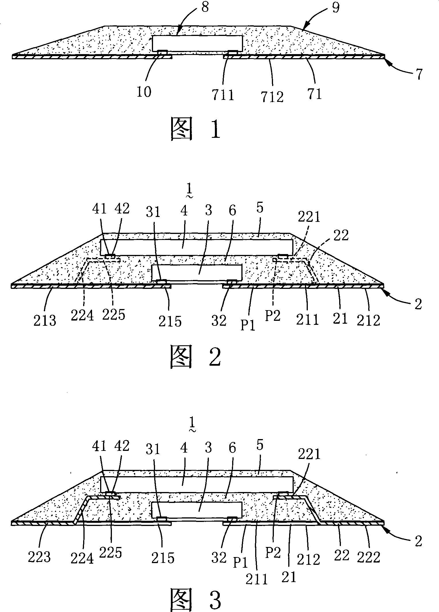 Square flat non-connection pin multi-chip encapsulation structure