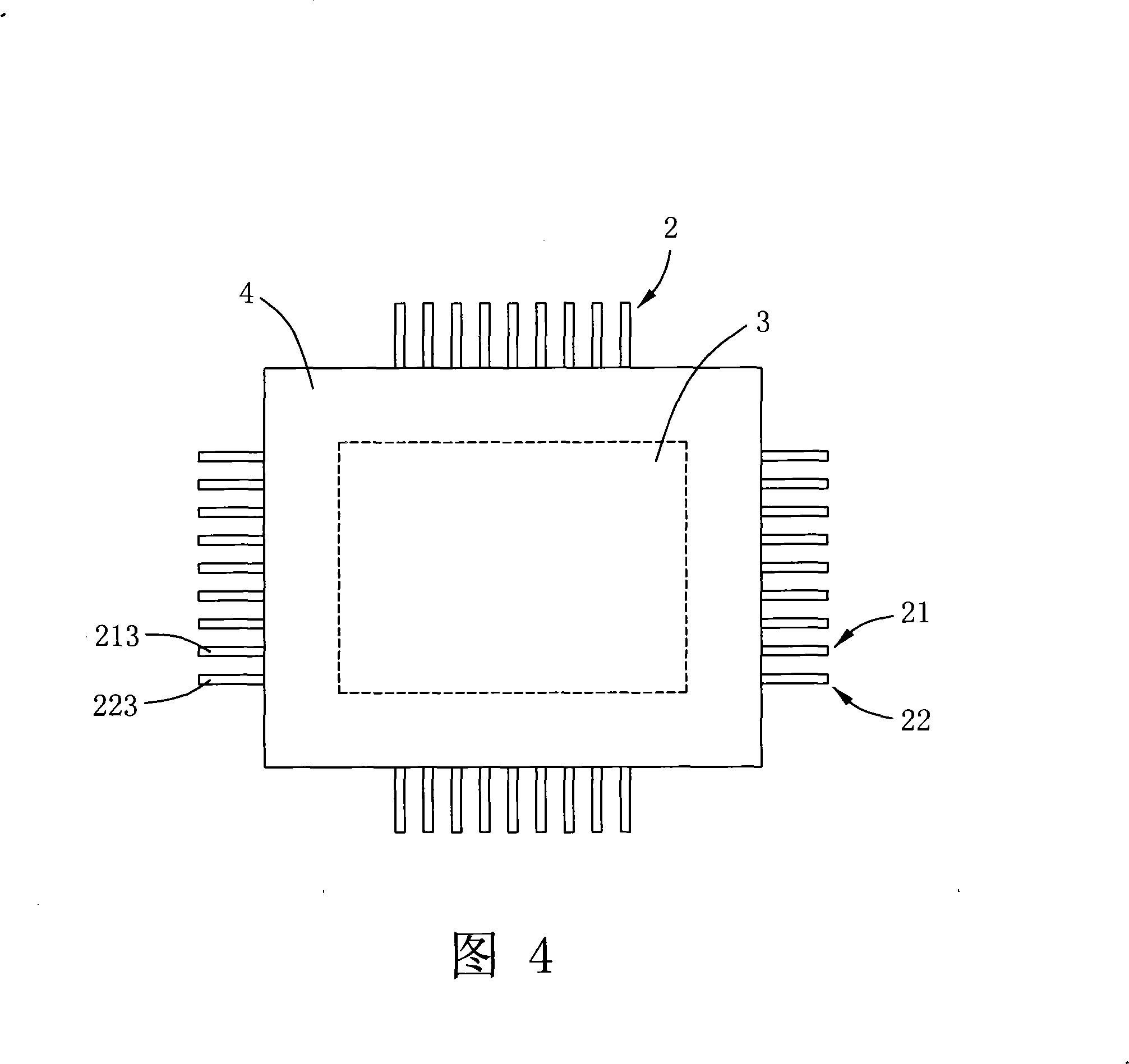 Square flat non-connection pin multi-chip encapsulation structure