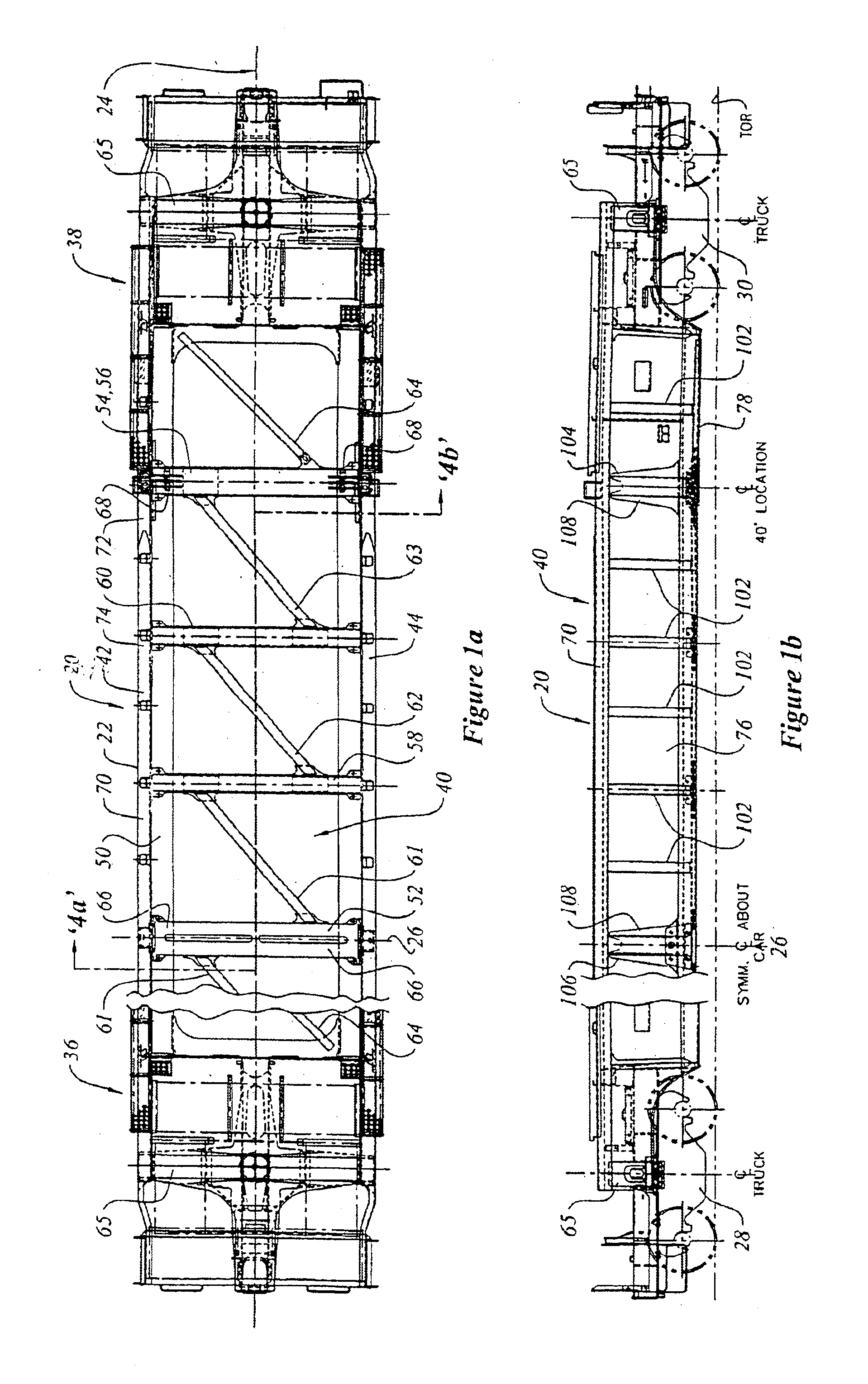 Well car with cross member and method