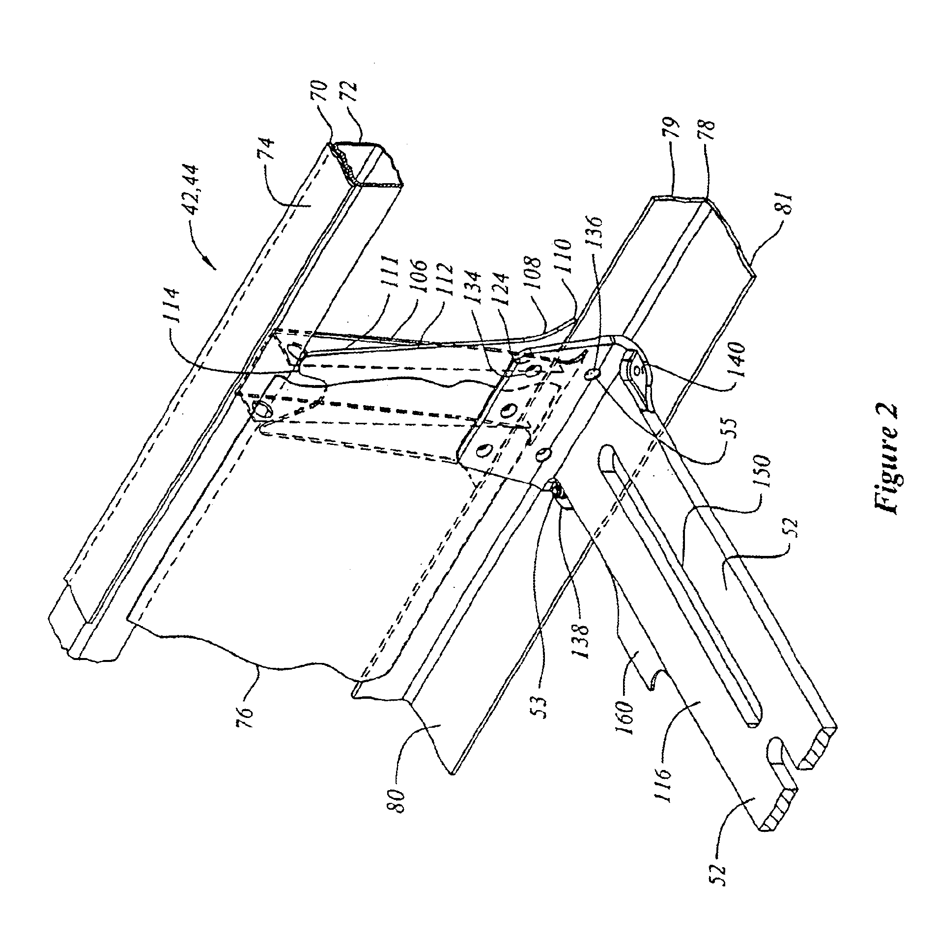 Well car with cross member and method