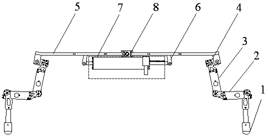 Body-variable and modular four-foot walking robot with energy storage function