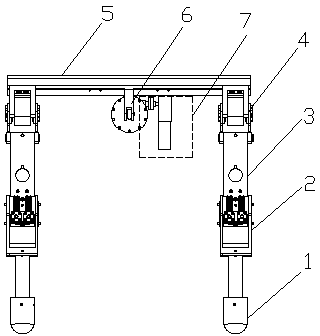 Body-variable and modular four-foot walking robot with energy storage function