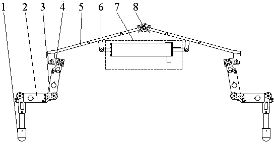 Body-variable and modular four-foot walking robot with energy storage function