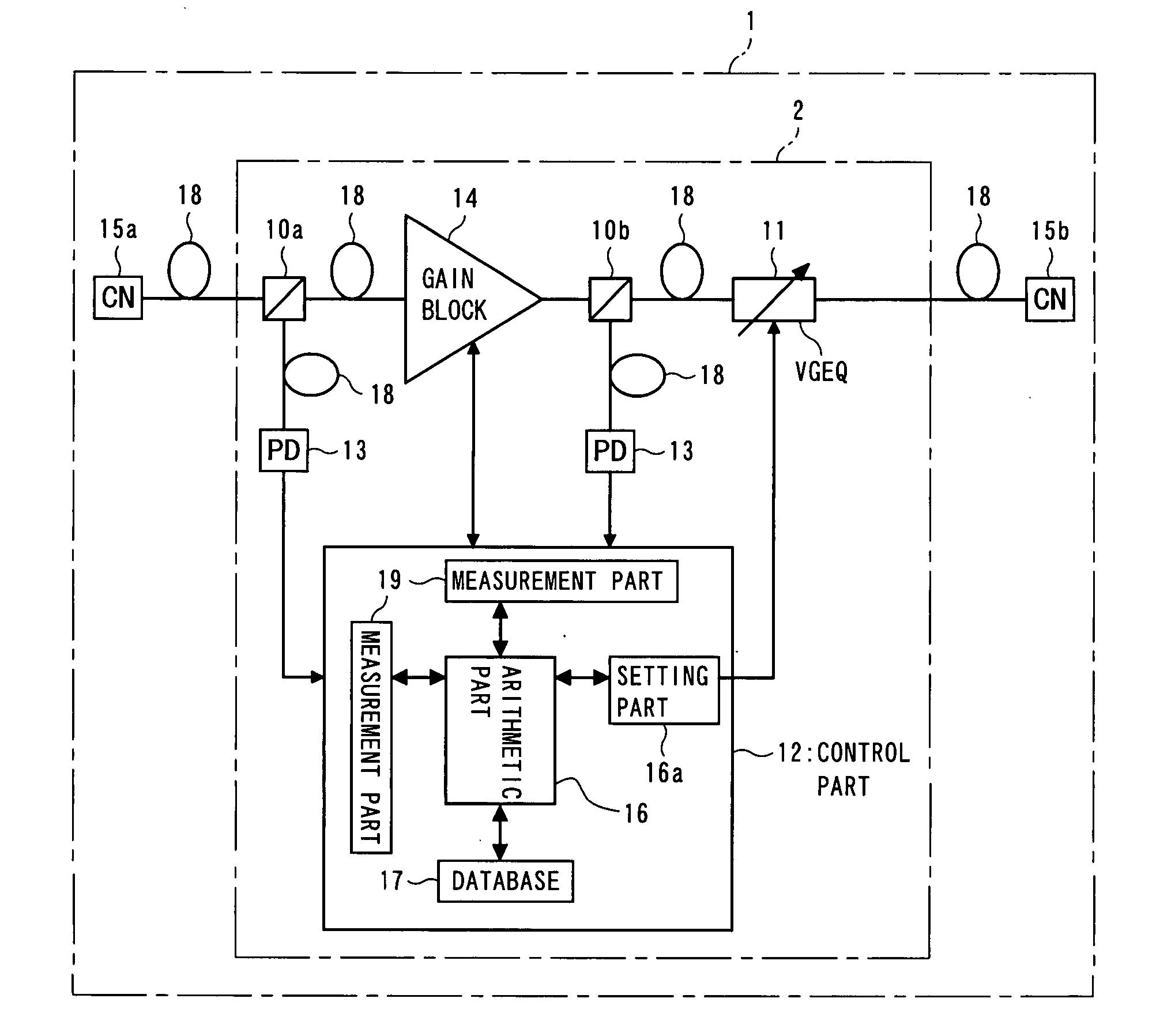 Optical amplifier, passing-wavelength characteristic control method in optical amplifier, and optical transmission system