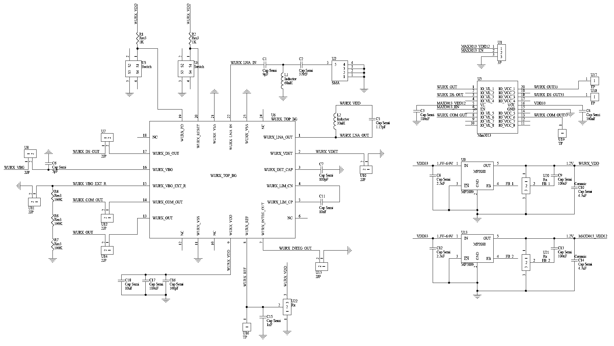 Ultra-low power consumption awakening receiver of wireless node of internet of things and short-distance wireless internet