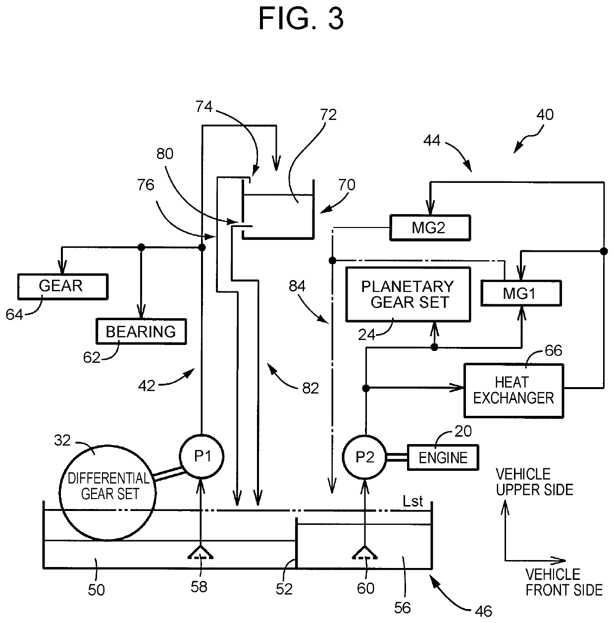 Lubricating system of vehicle transmission device