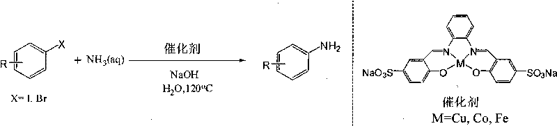 Method for preparing arylamine by catalysis in aqueous phase