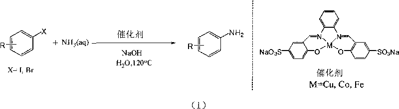 Method for preparing arylamine by catalysis in aqueous phase