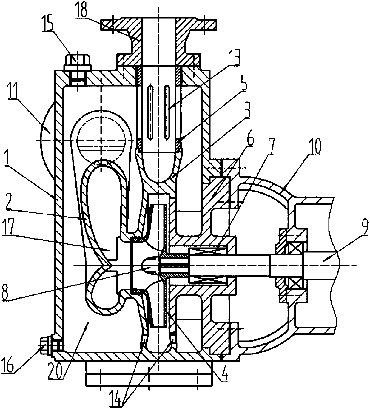 Double-outlet multipurpose external mixing type self-priming pump with quasi-spiral suction chamber