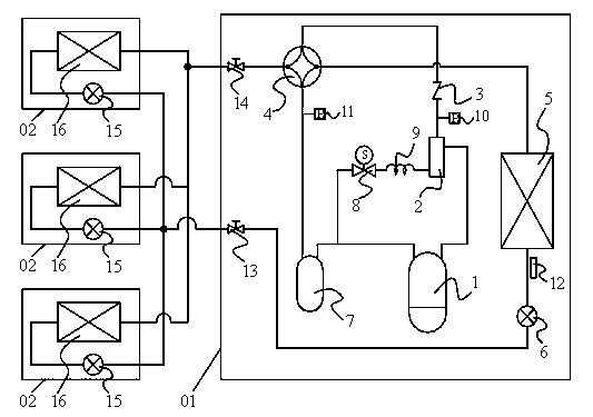 Multi-union variable frequency air conditioner based on micro-channel heat exchanger and control method thereof