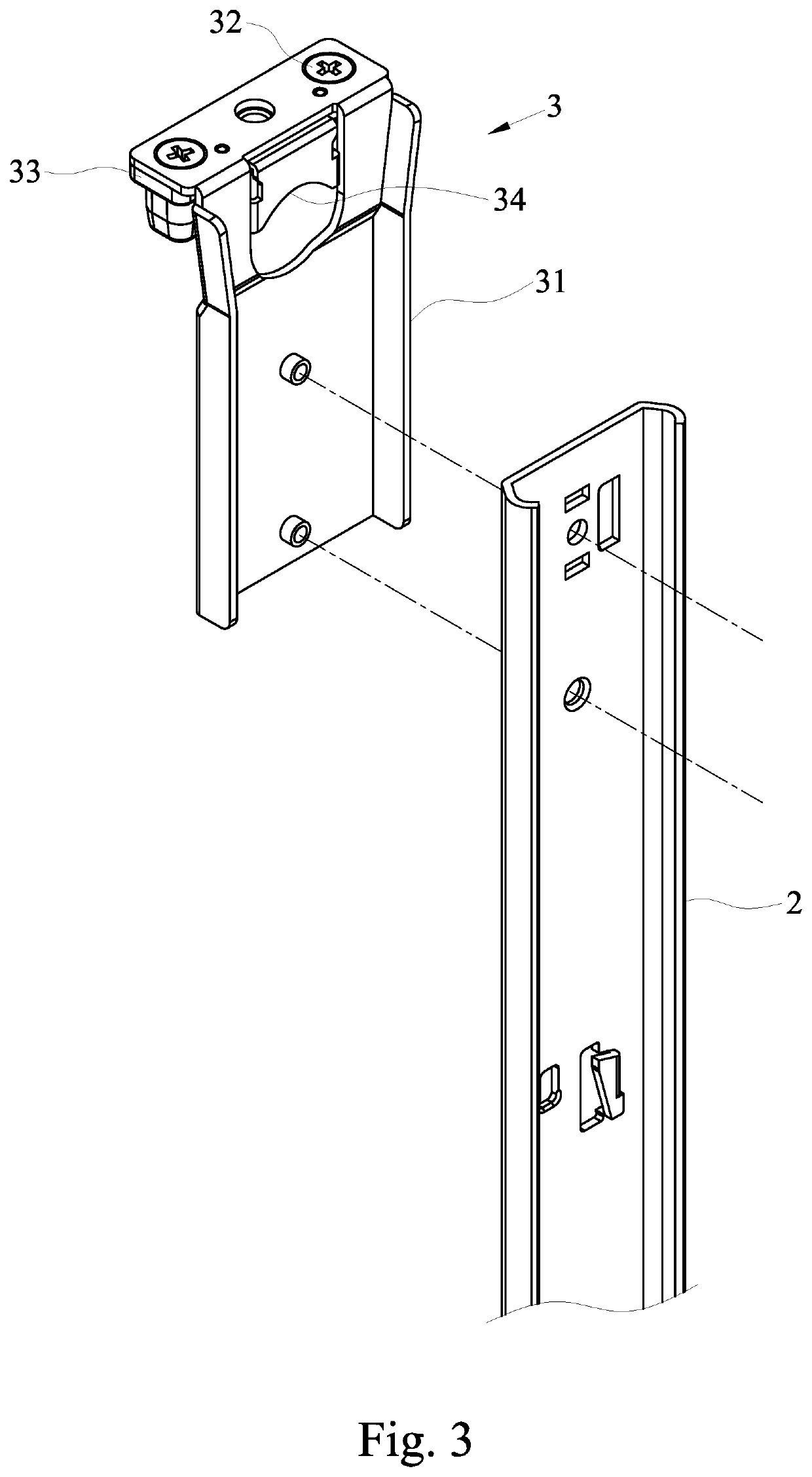 Fixing buckle assembly of slide rail used for industrial cabinet