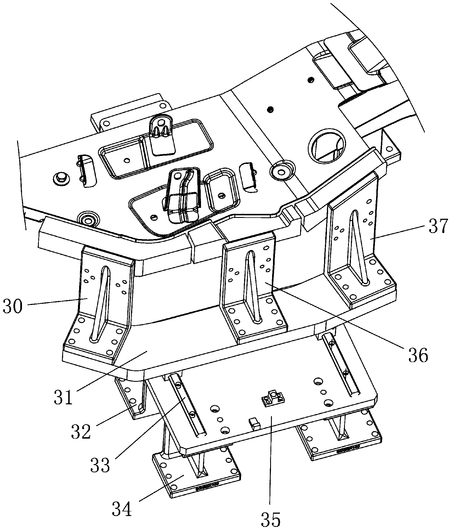 Building-block detecting tool special for detecting longitudinal beam assembly on bottom side of vehicle