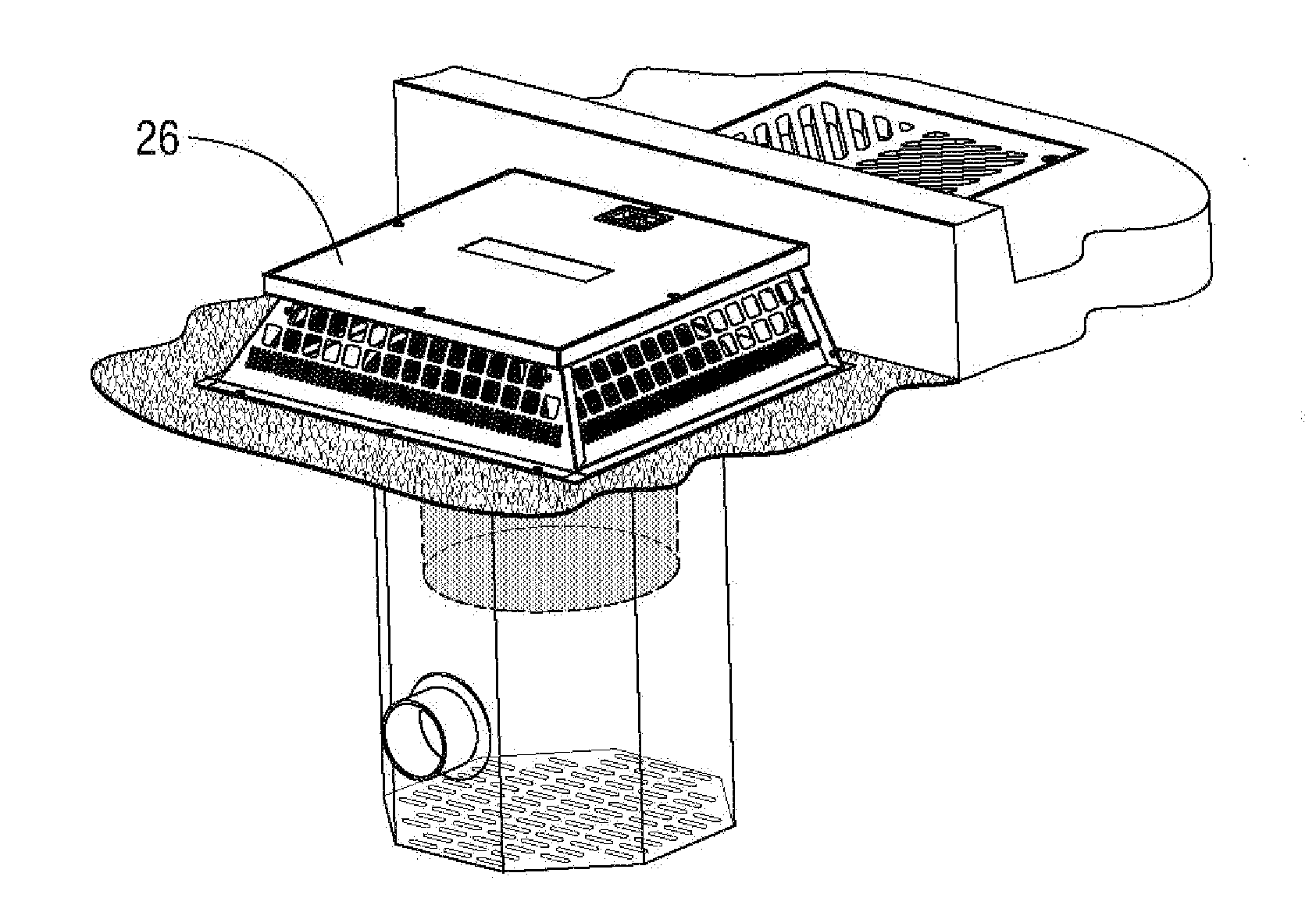 Stormwater Treatment System with Gutter Pan Flow Diverter