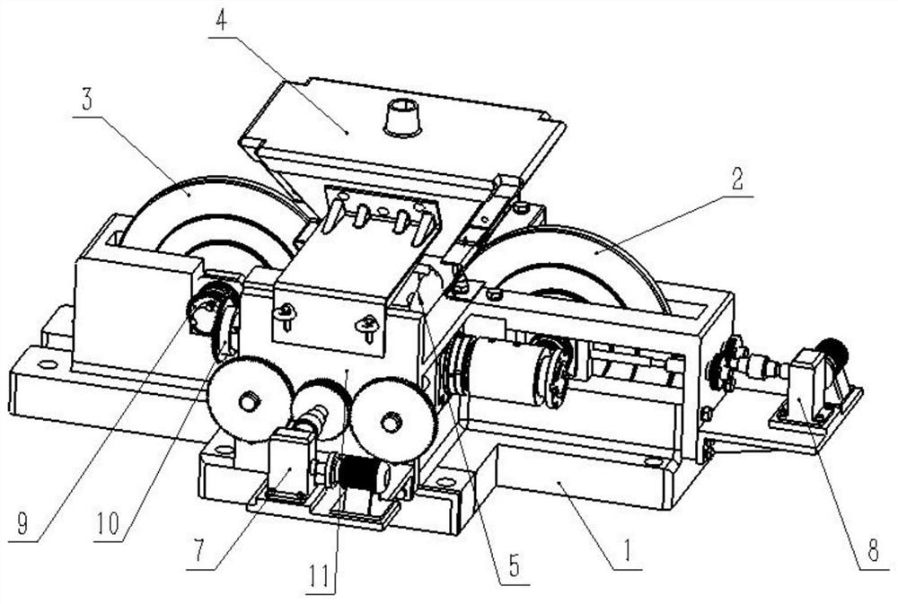 Double-drive four-roller synchronously adjustable semi-solid metal powder rolling mill