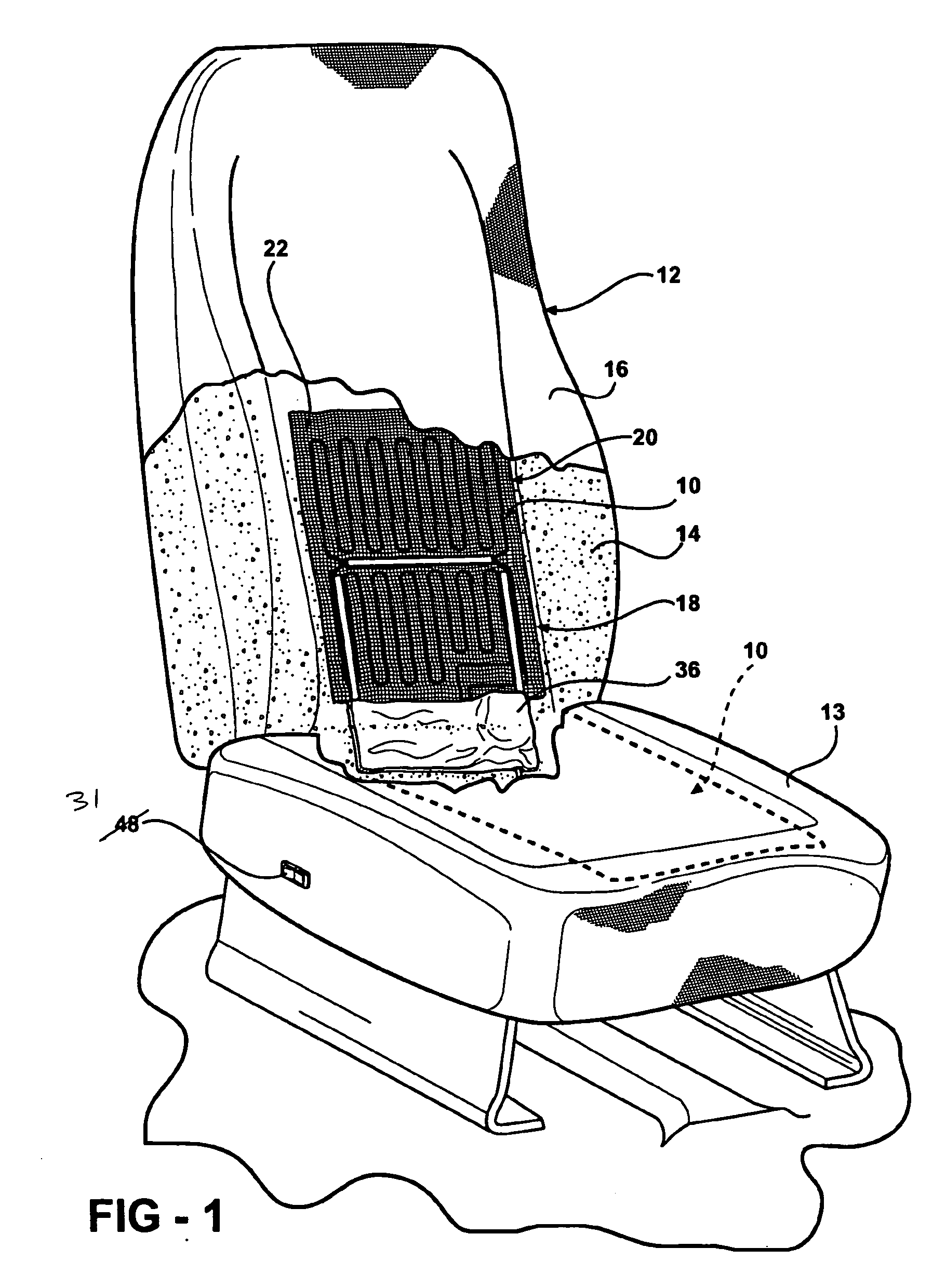 Arrangement and method for providing an air flow within an upholstered seat