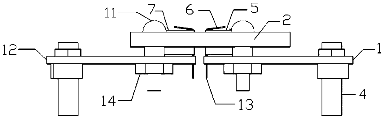 Adjustable surface-mounted packaged semiconductor device clamp and test method