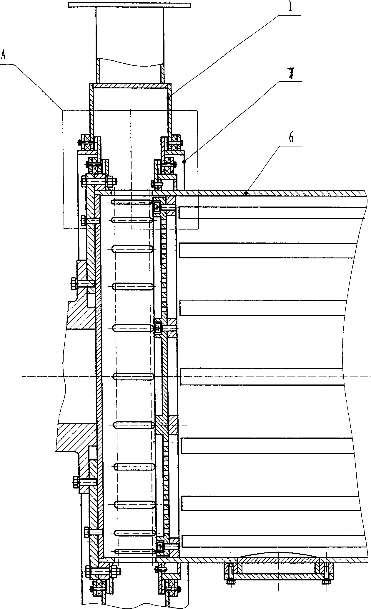 Material collecting assembly of large planetary ball mill