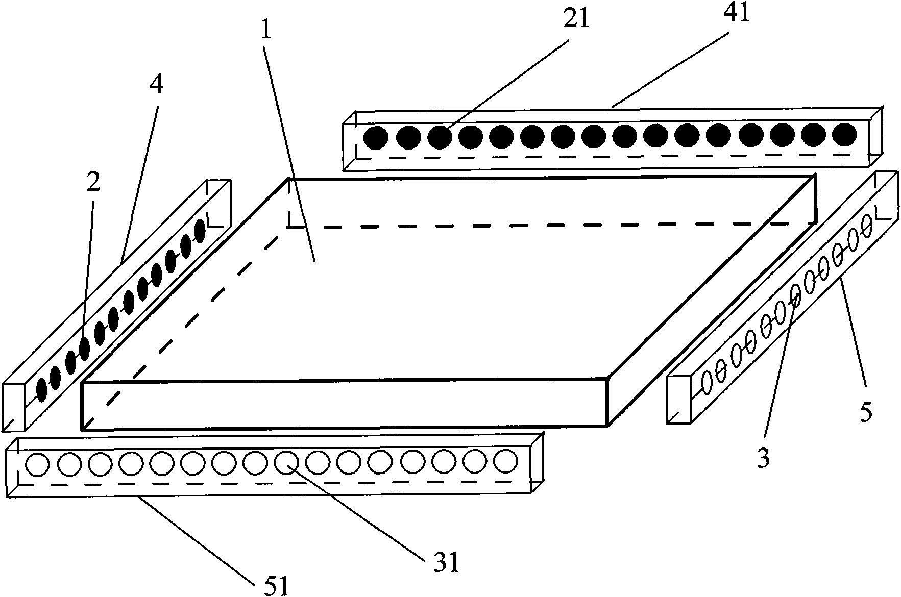 Side detection-type multipoint touch screen based on frustrated total internal reflection