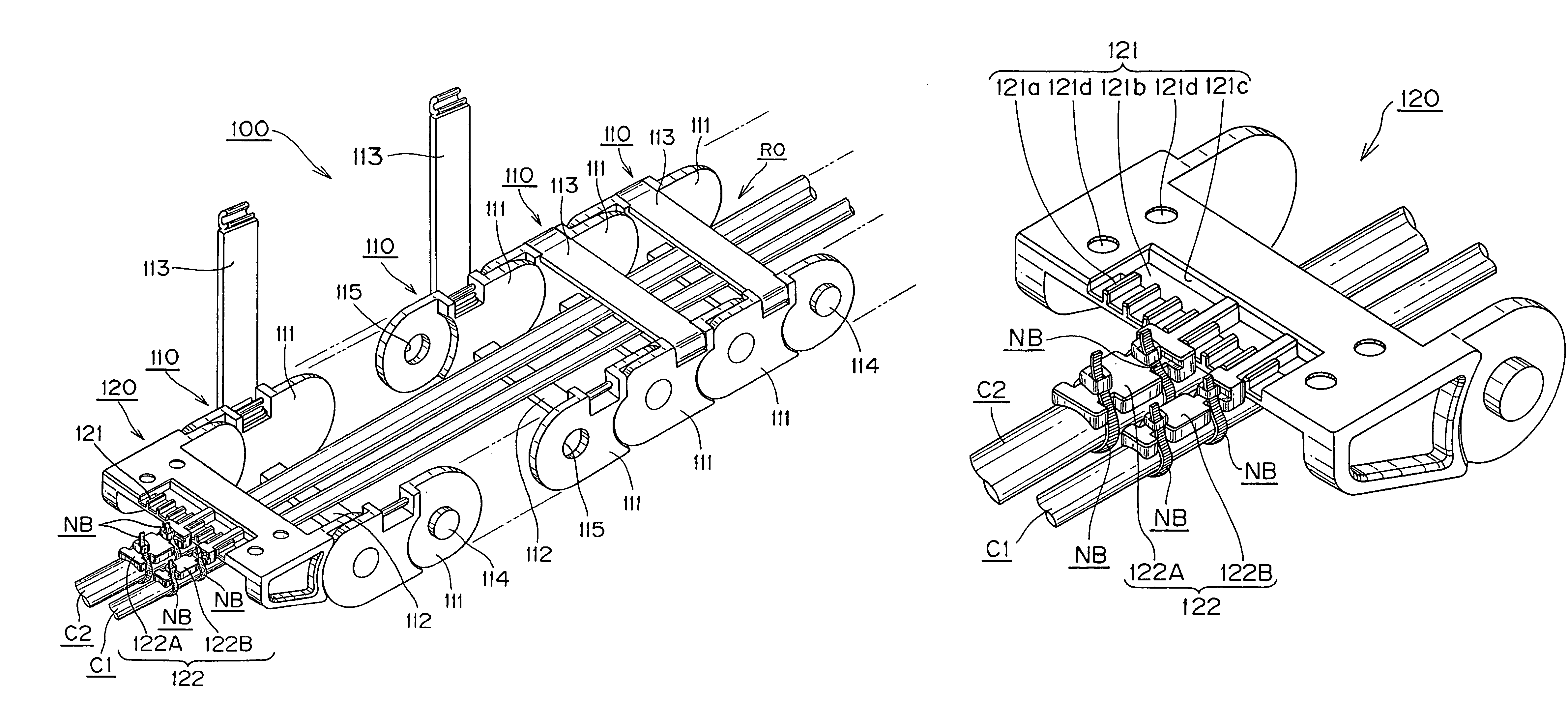 Cable clamp member for cable protective guide device