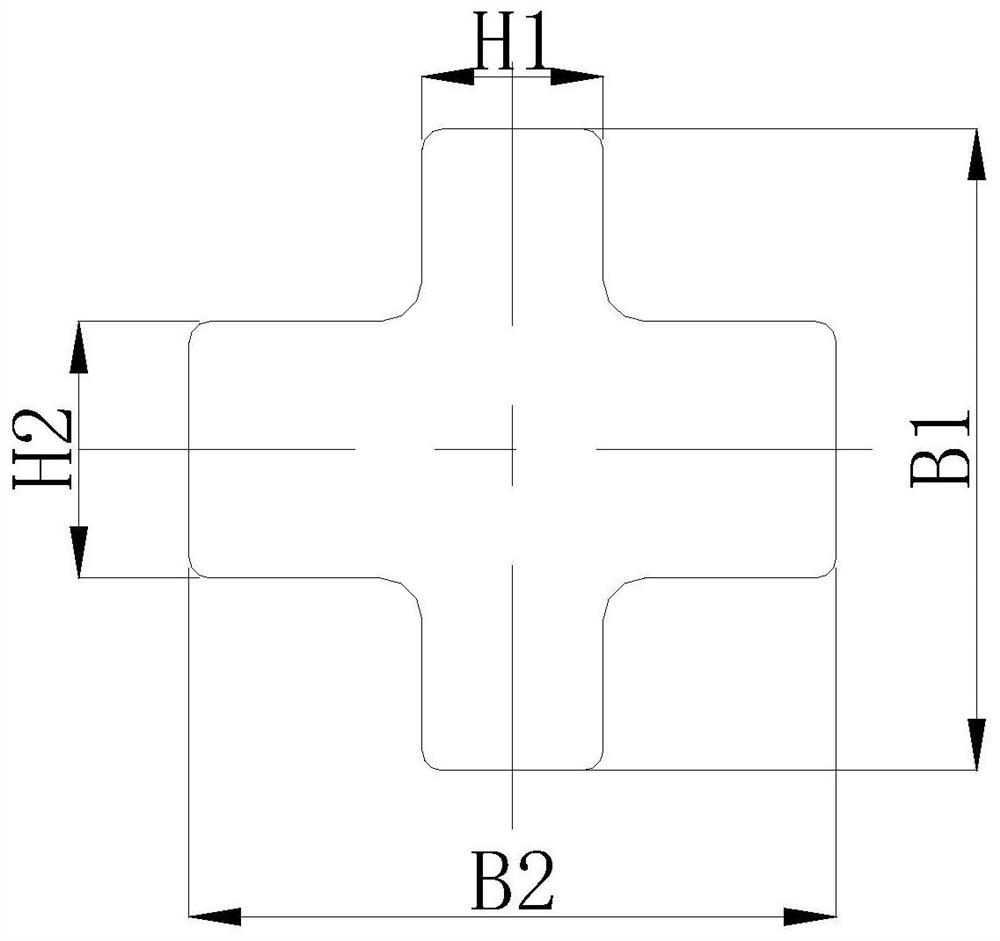 Forming method and forming device for large long-axis cross-shaped forging