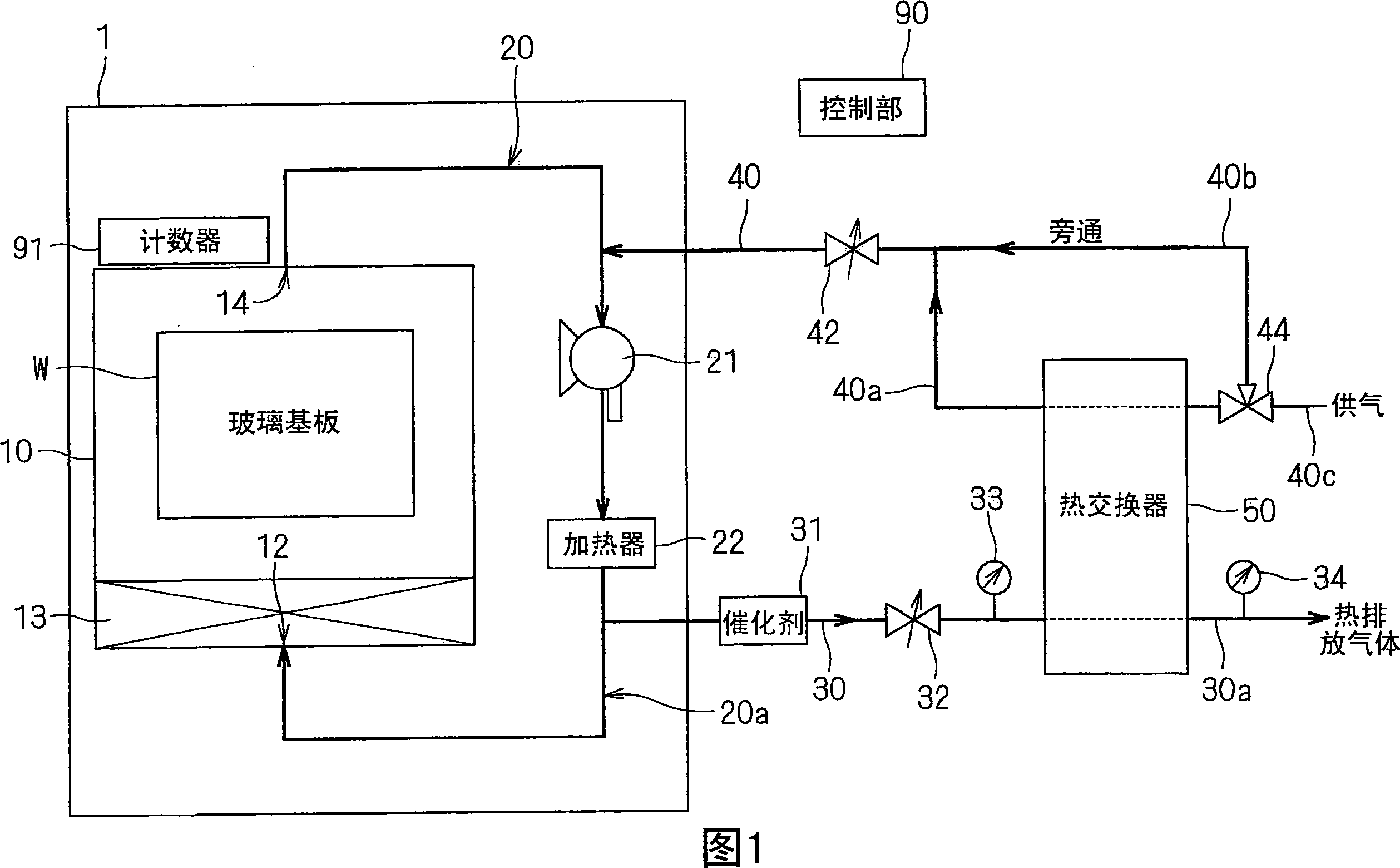 Gas supply-discharge system for base plate sintering furnace