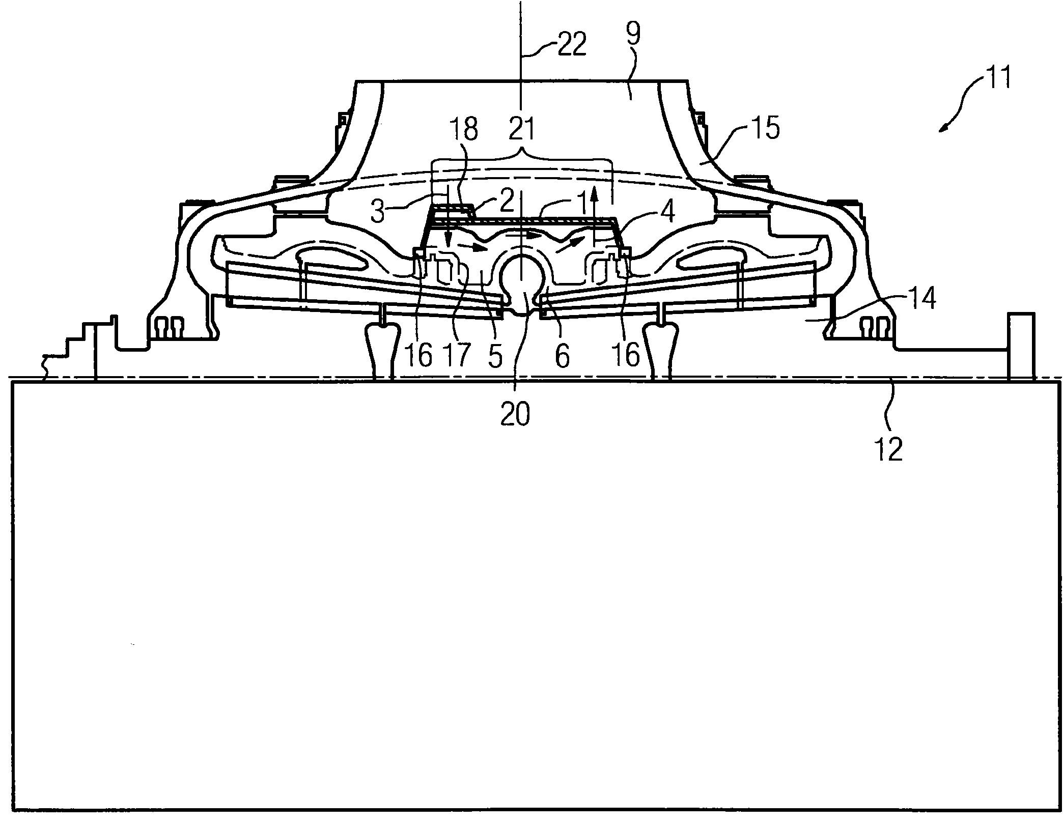 Steam turbine having a cooling apparatus