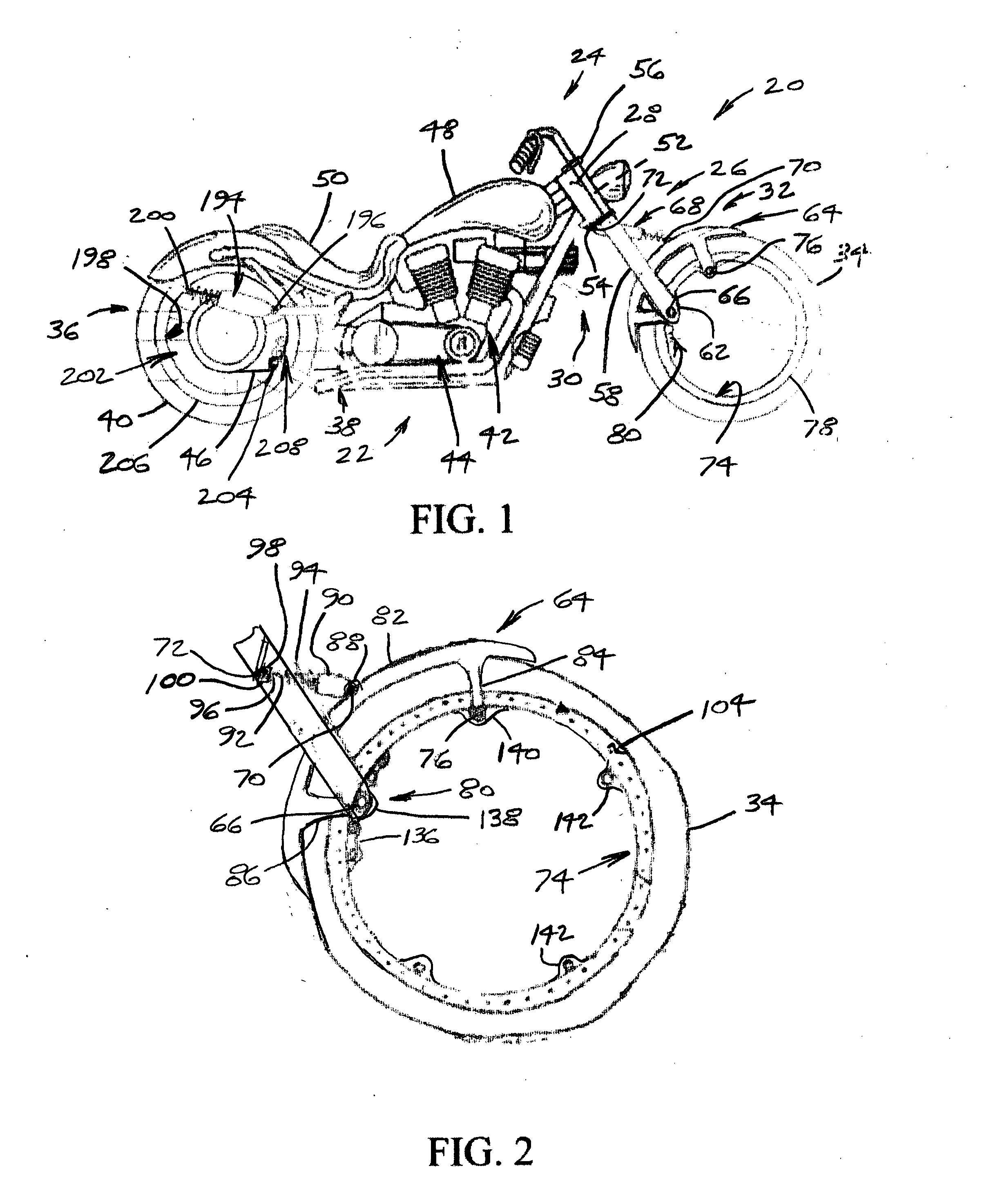 Motorcycle with suspension system that utilizes hubless wheels