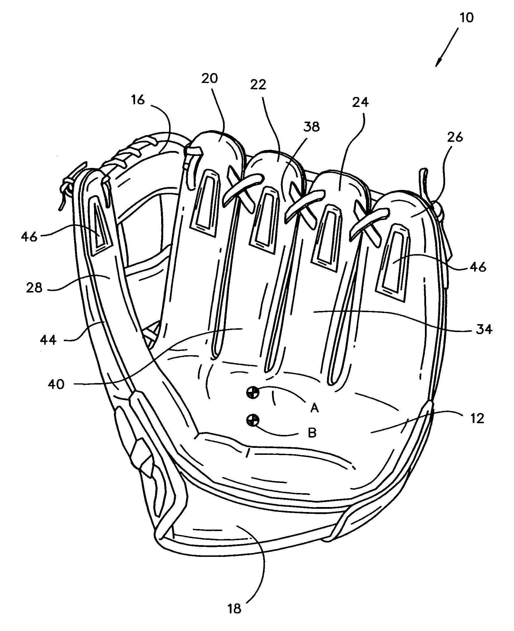 Ball glove having openings and improved weight balance