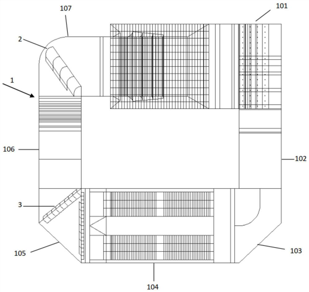 Flue gas flow velocity adjusting structure of SCR denitration device