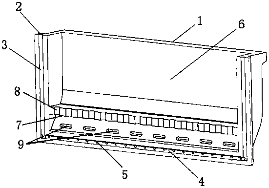 A blowing air distribution device for twin-roll thin strip continuous casting