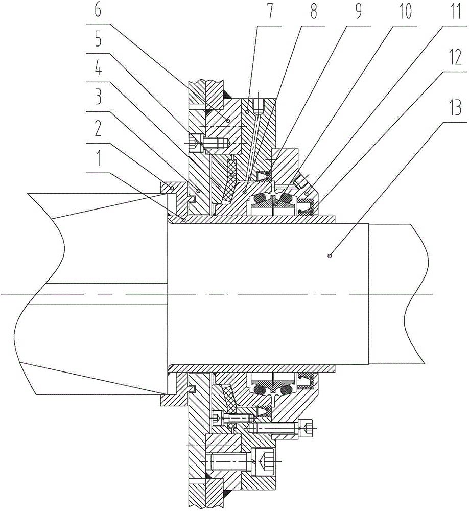 Agitator and shaft end sealing structure thereof and shaft end sealing structure installation method