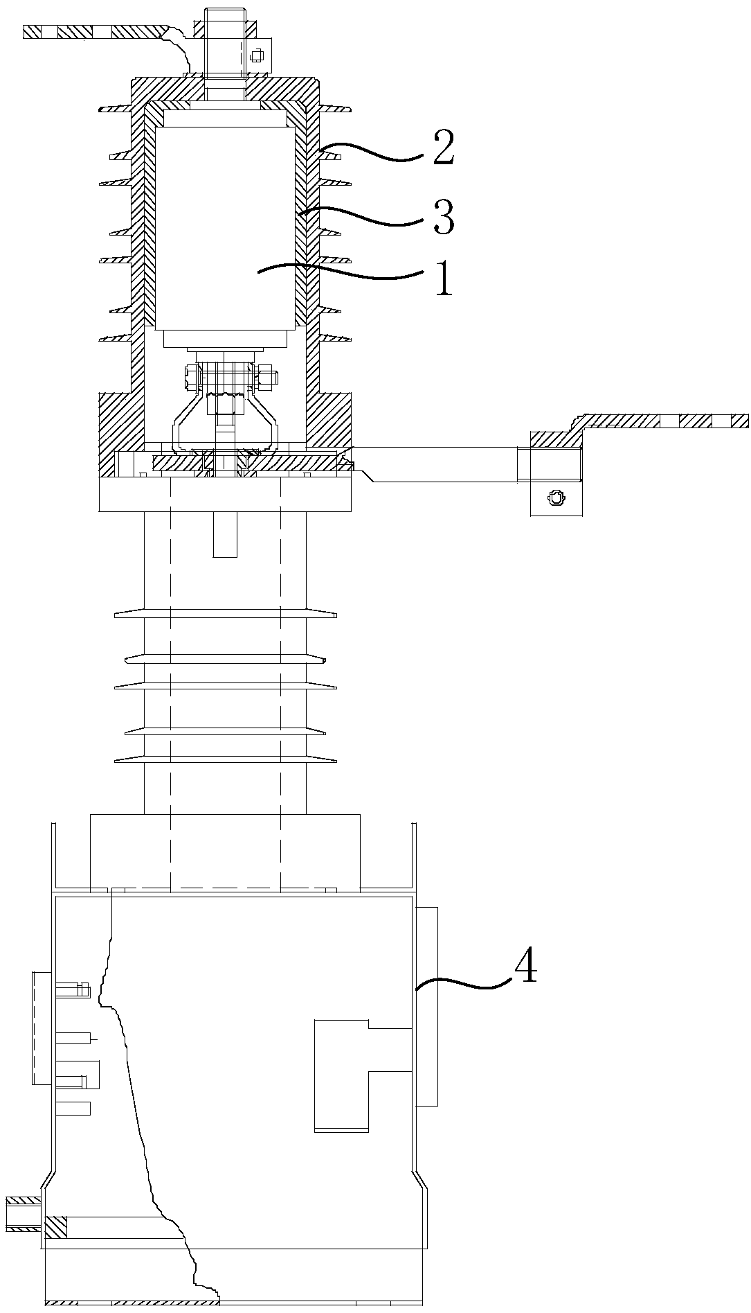 Outdoor non-reignition vacuum circuit breaker with high condensation resistance