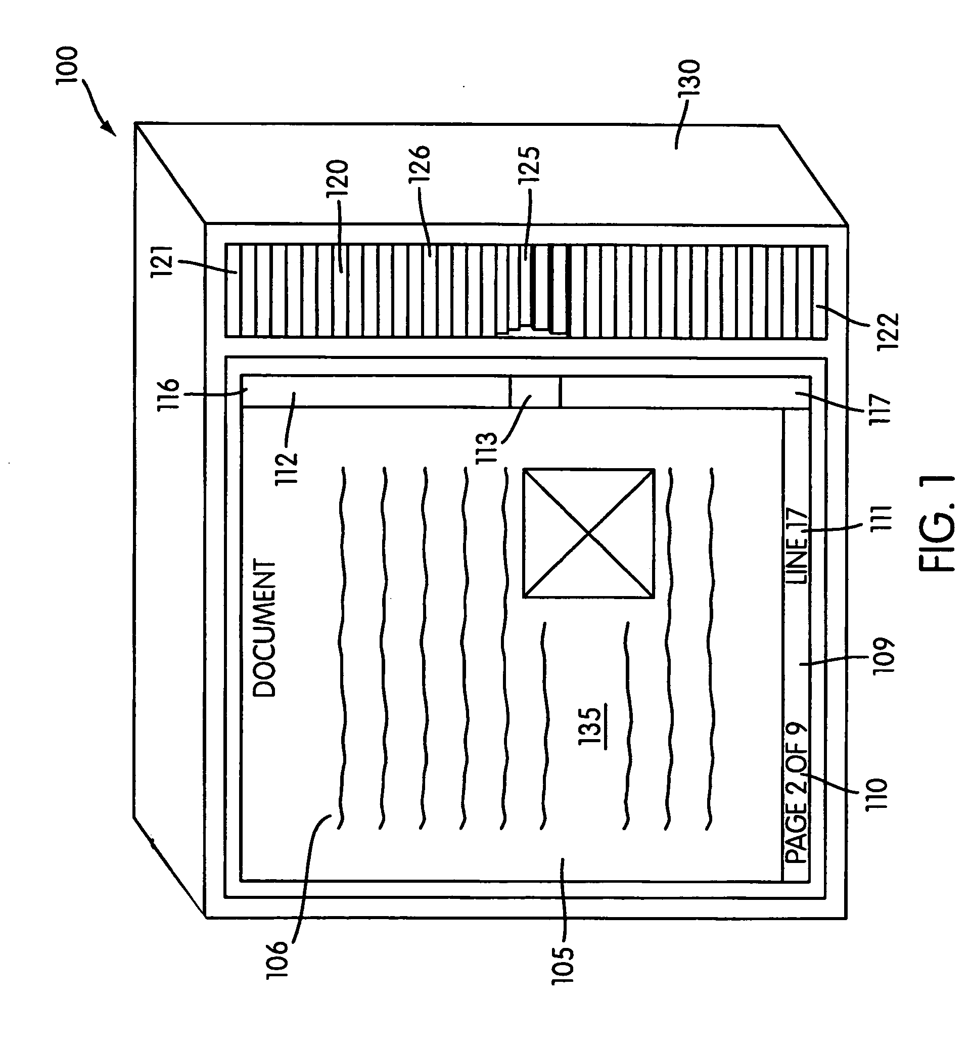 Tactile scroll bar with illuminated document position indicator