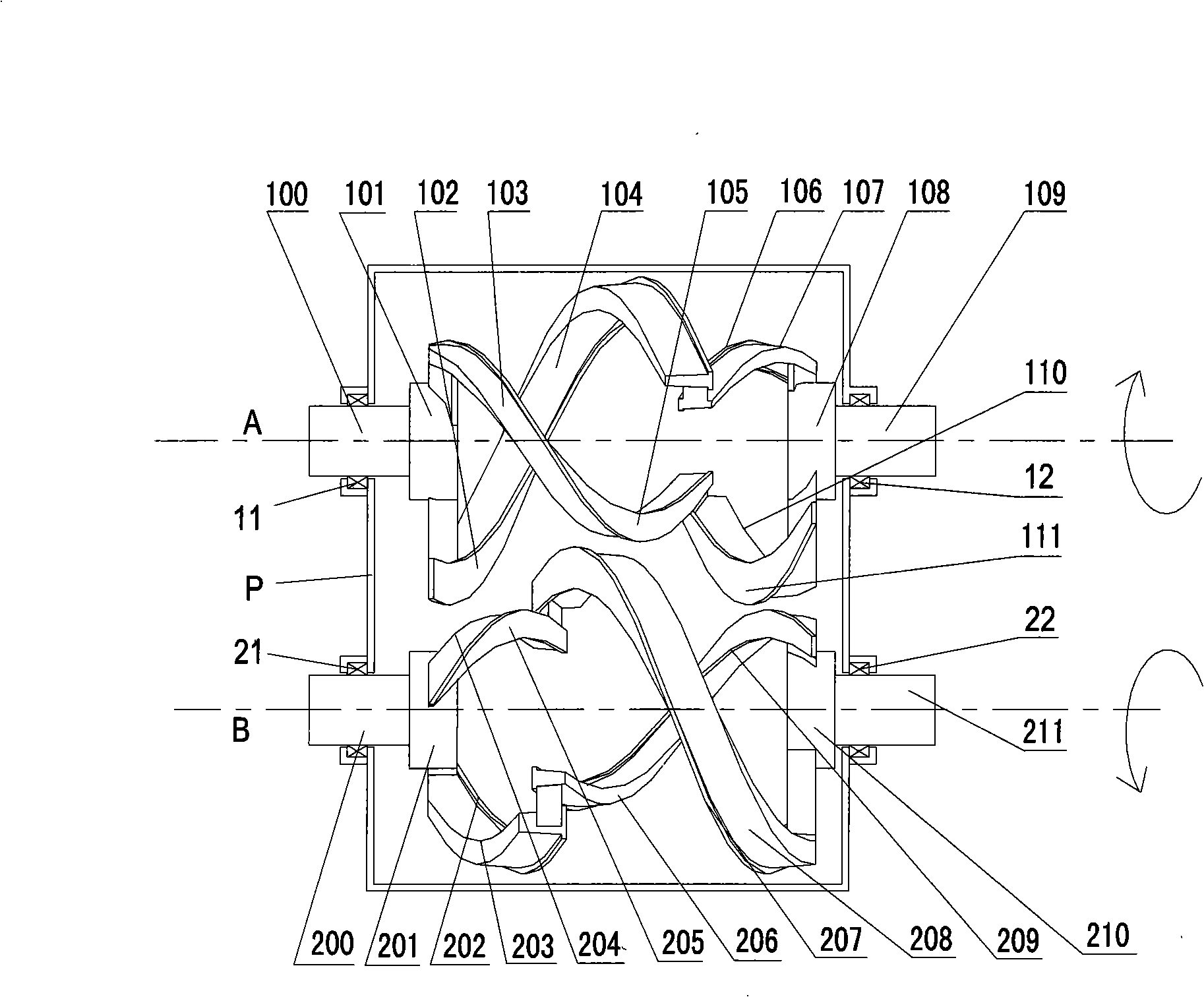 Double-helix shaft double-helical ribbon concrete batch plant