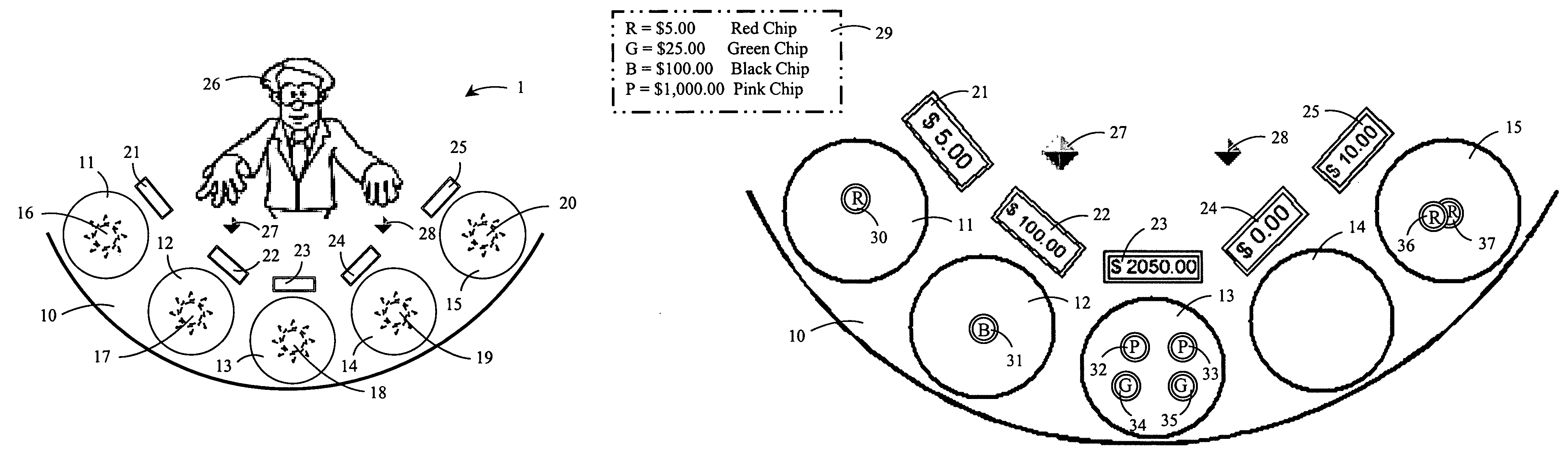 Method and apparatus for verifying players' bets on a gaming table