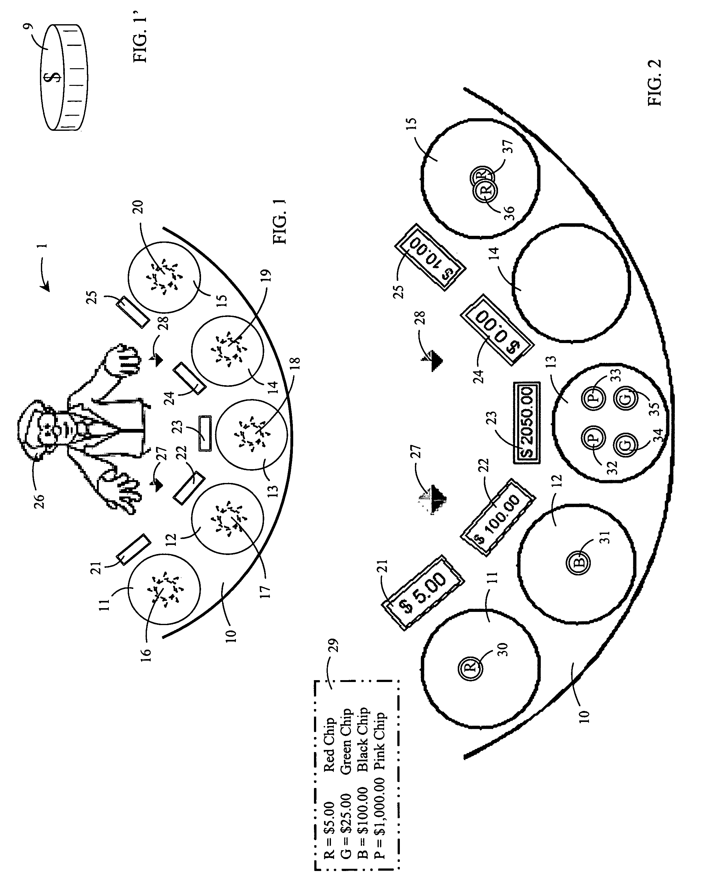 Method and apparatus for verifying players' bets on a gaming table