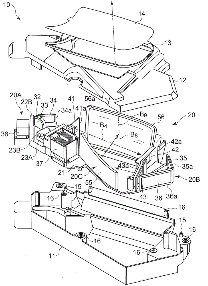 A vehicle-mounted projection device