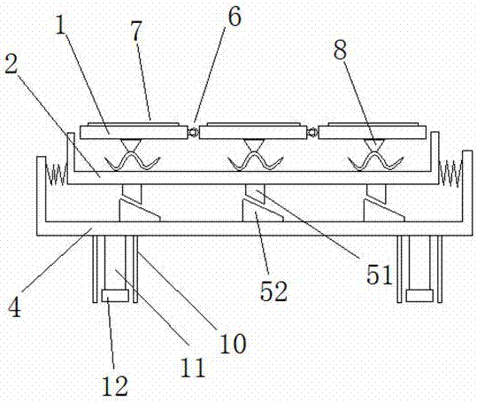 A two-way shock-absorbing and buffering base of a ground-embedded machine tool