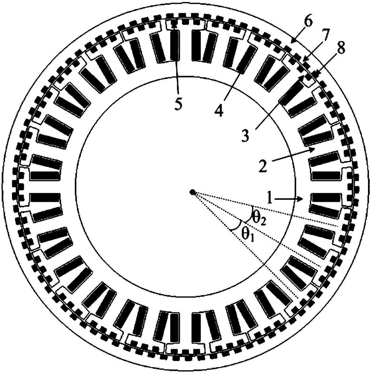 Non-uniform arrangement carnassial tooth fixed rotor permanent magnet vernier motor