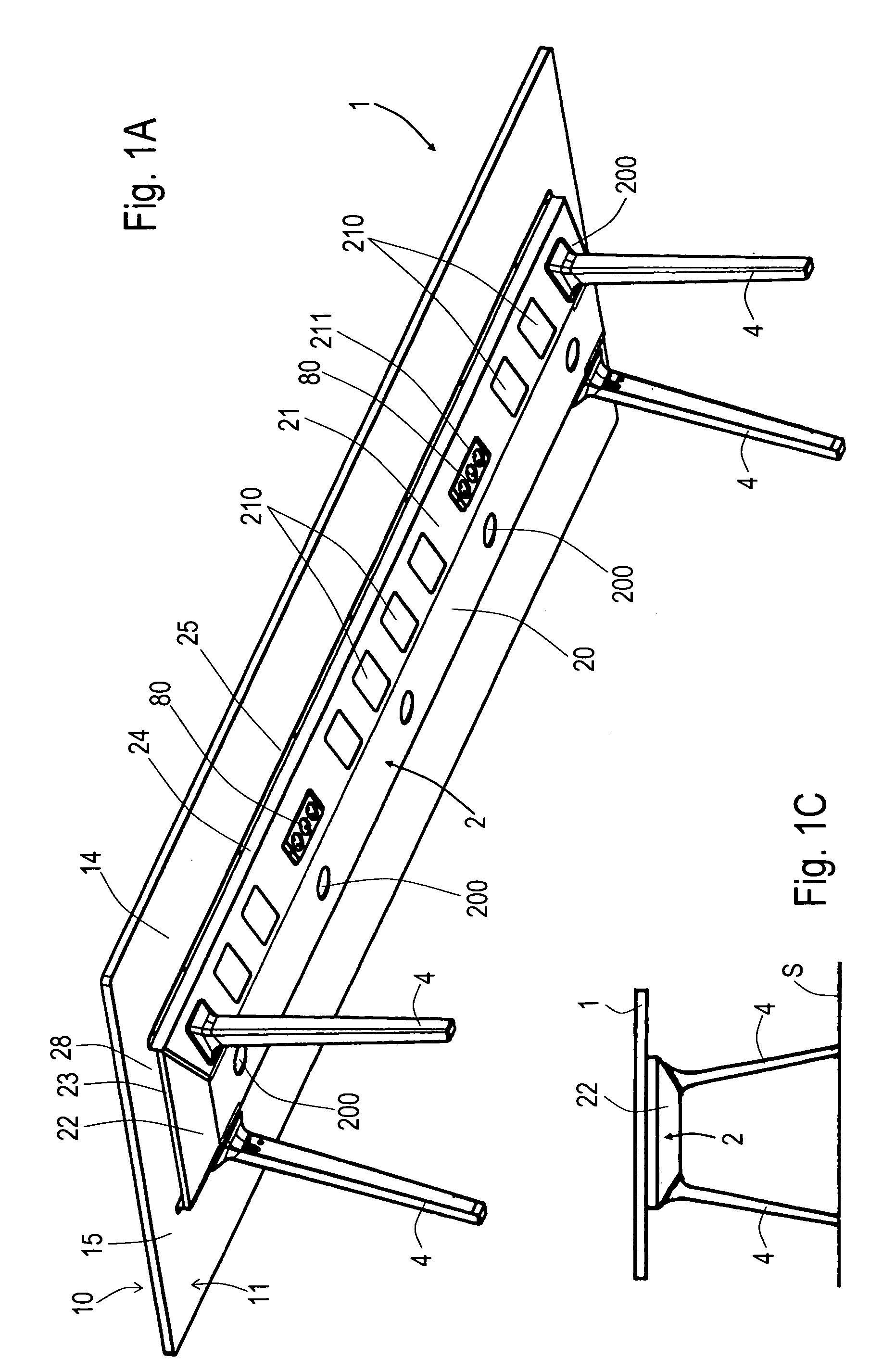 Table, especially office and conference table