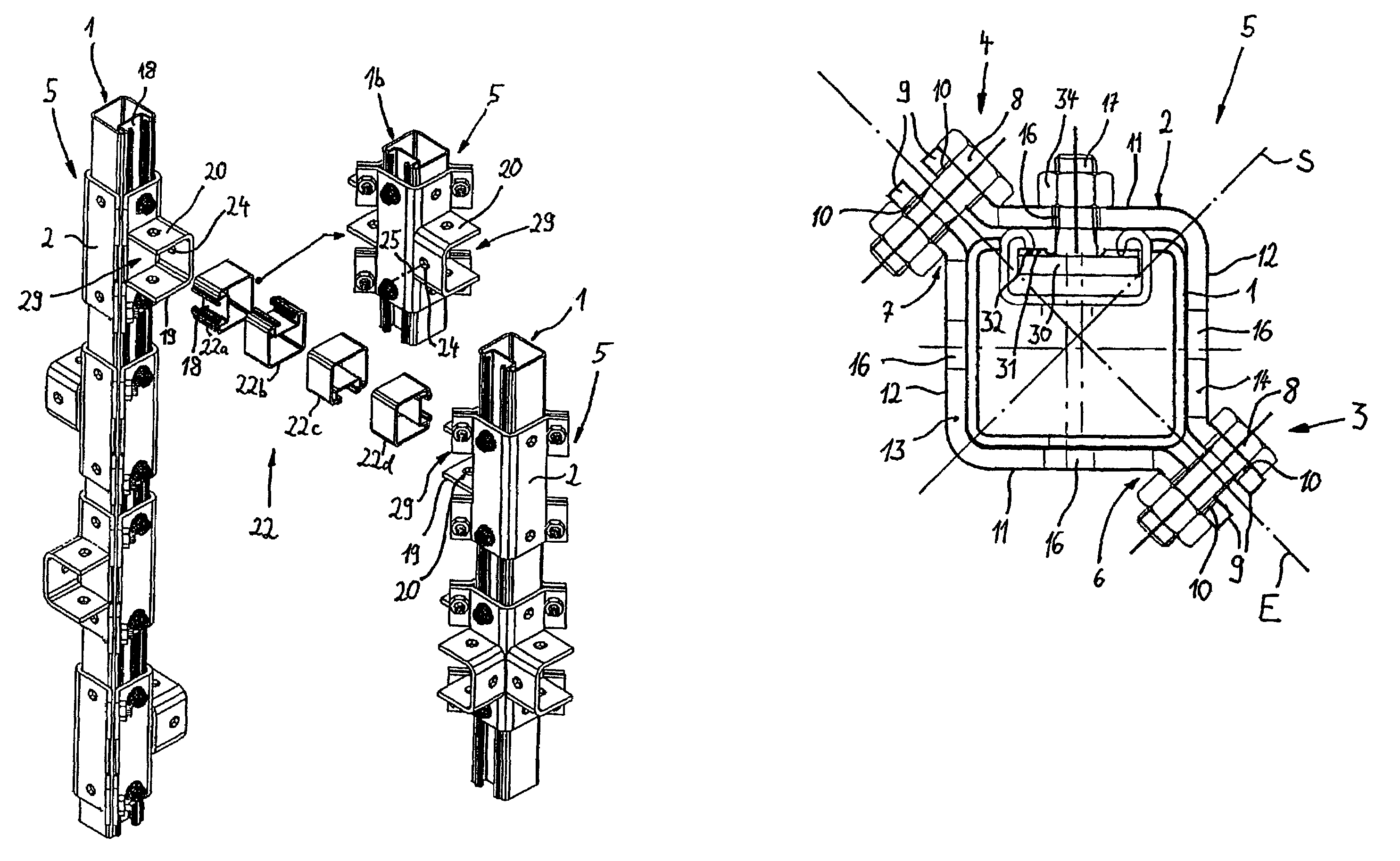 Connecting part for mounting rails