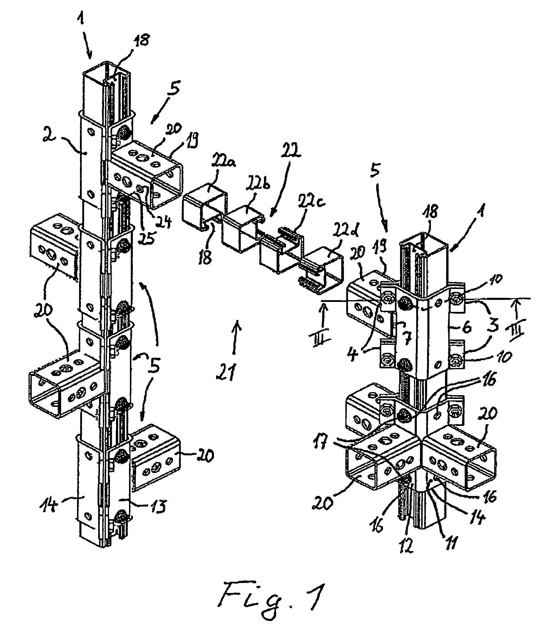 Connecting part for mounting rails