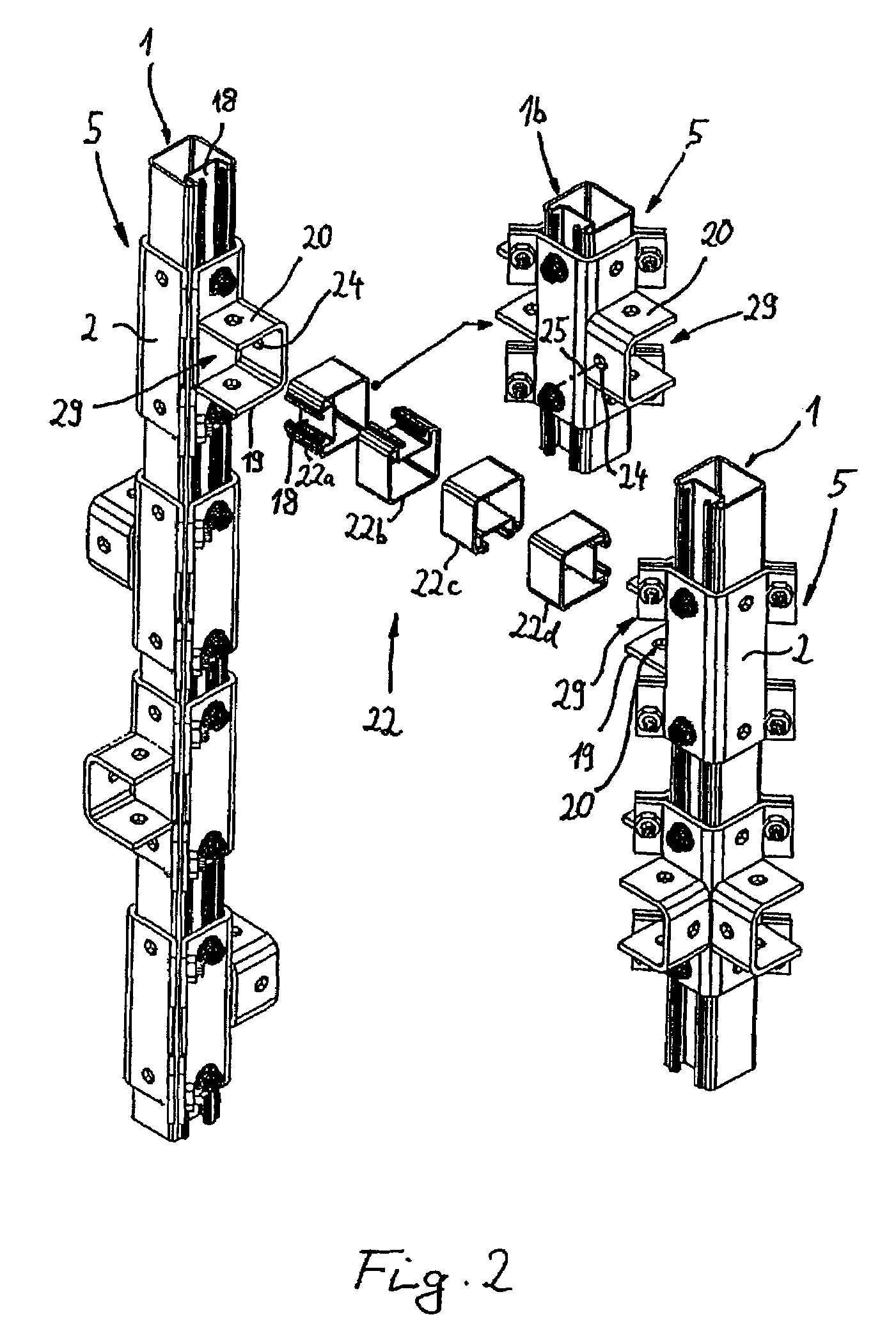 Connecting part for mounting rails