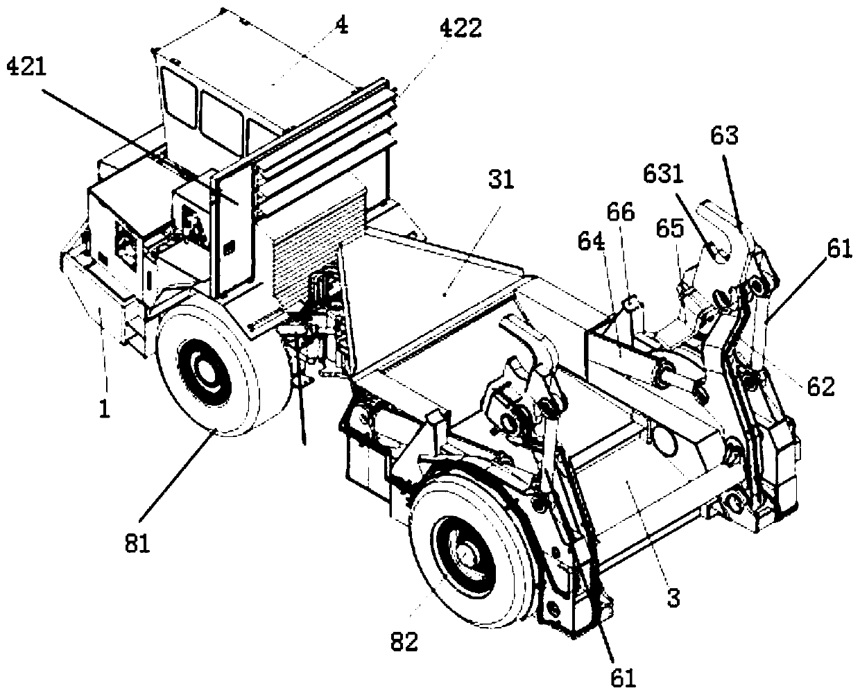 Horizontal articulated slag pot carrier